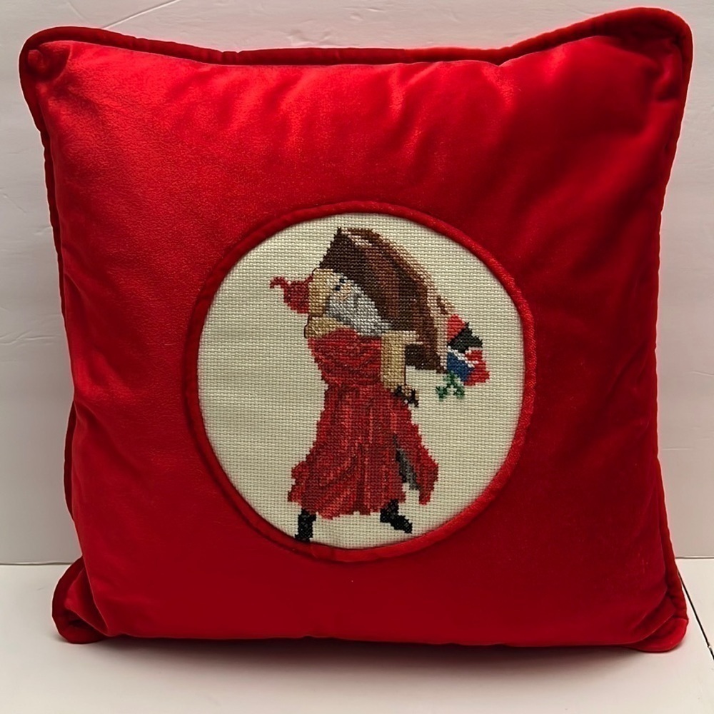Old World Santa with Christmas Sack of Presents Counted Cross Stitch Pillow